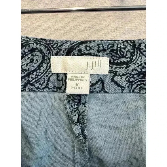 J JILL Women’s Size 8 Petite Blue Paisley Prints Cotton Straight Leg Ankle Pants - Picture 7 of 9